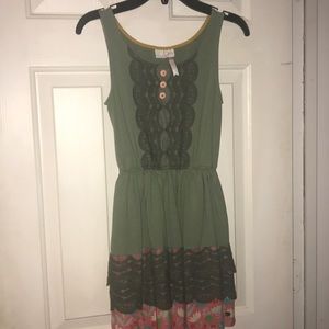 Olive sleeveless Matilda Jane ruffle dress